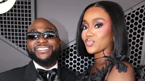 The Recording Academy via Getty Images Nigerian artist Davido is seen here with his wife Chioma Rowland at the 2026 Grammy Awards