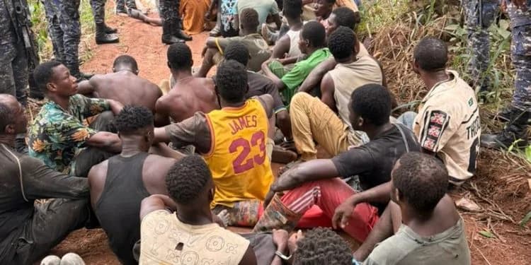 Ghana Police Arrest 38 Suspects, Including Minors, in Major Galamsey Raid in Eastern Region