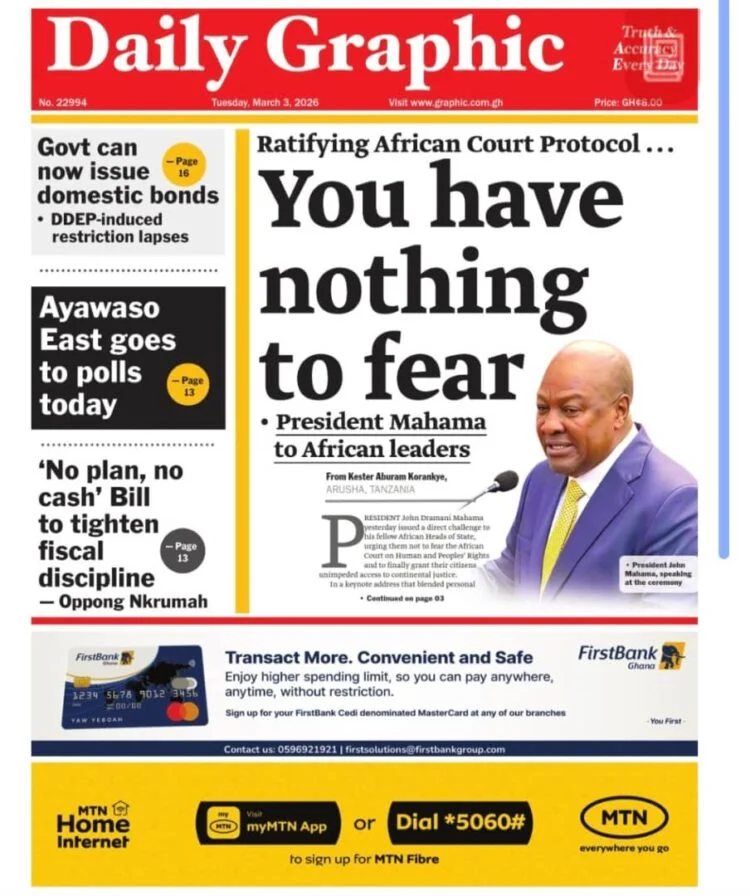 Ghana Newspaper Headlines: A Snapshot of the National Conversation for March 3, 2026