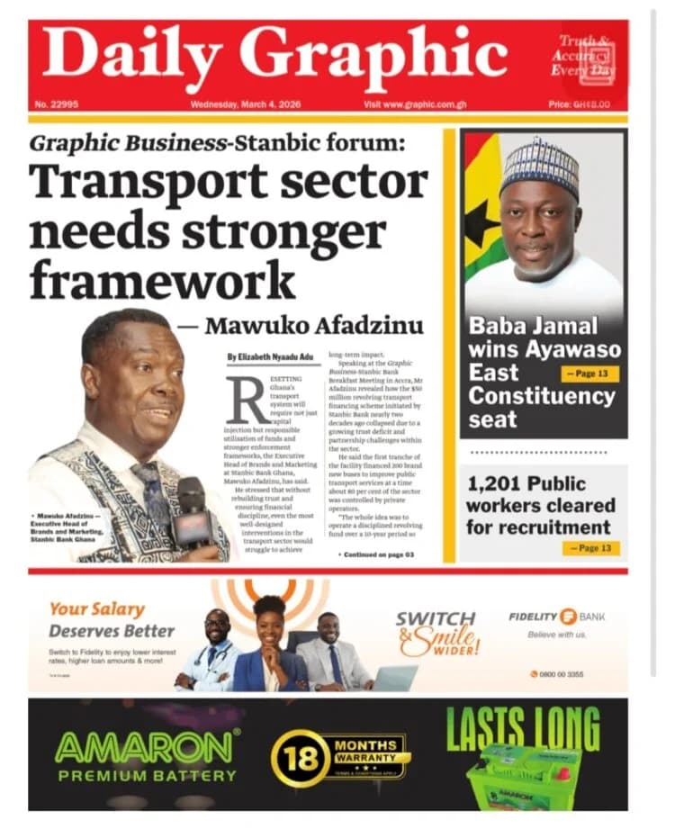 National Headlines: A Review of Ghanaian Newspaper Front Pages for March 4, 2026