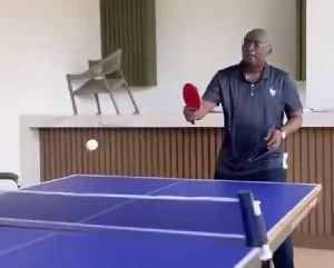 NPP Flagbearer Dr. Mahamudu Bawumia Showcases Table Tennis Skills in Morning Fitness Routine