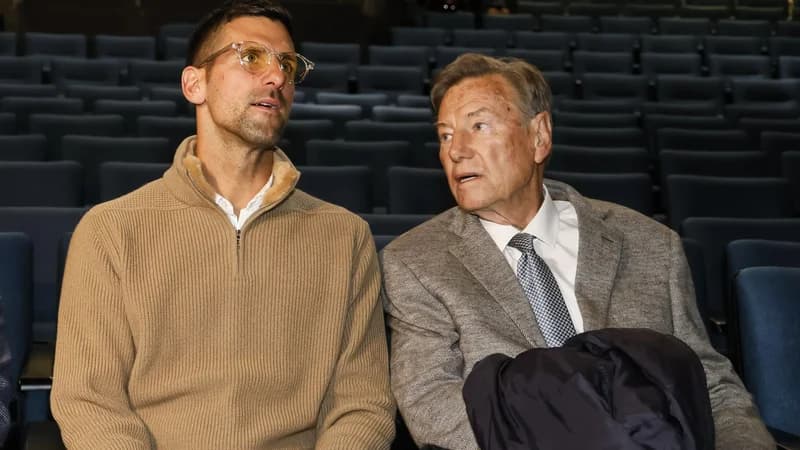Novak Djokovic and Nikola Pilic at a screening of a documentary about Pilic in 2024