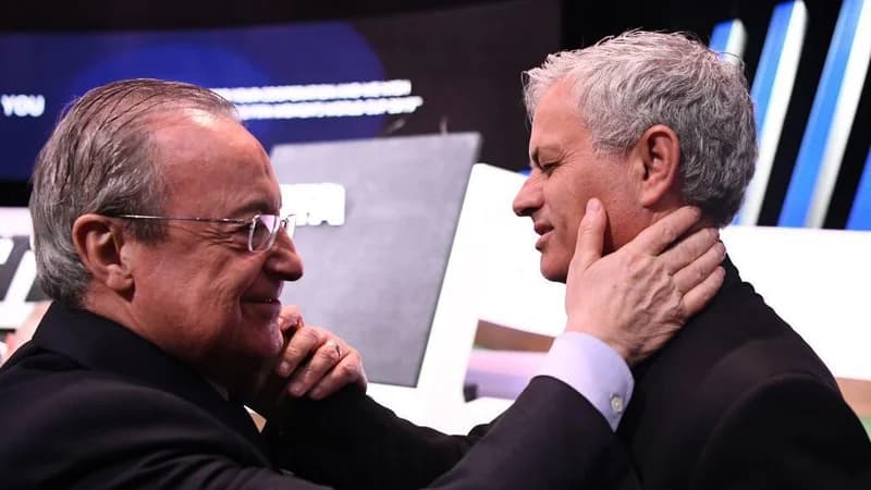 Jose Mourinho with Real Madrid president Florentino Perez