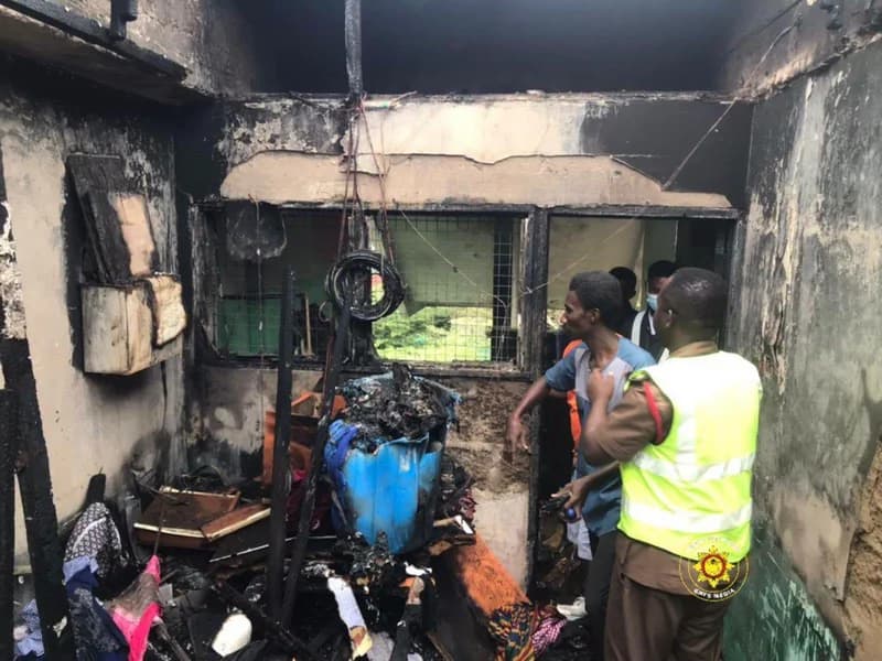 Fire Guts House Master’s Office and Storeroom at Adonten Senior High School