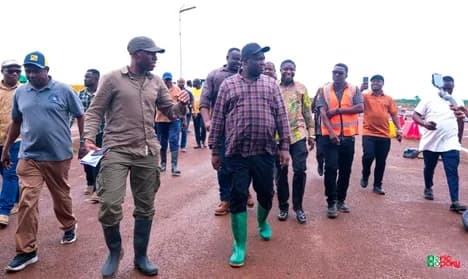 Eric Opoku (3rd from left), Minister of Food and Agriculture, being conducted round one of the construction sites