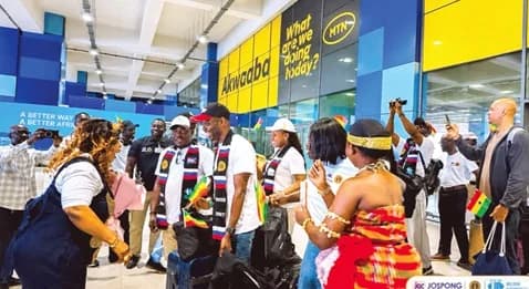 The scholars being welcomed on their arrival at the Accra International Airport