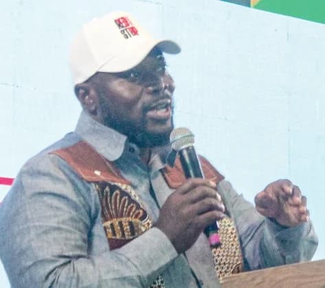 George Opare Addo (inset), Minister of Youth Development and Empowerment, addressing the forum. Picture: ERNEST KODZI