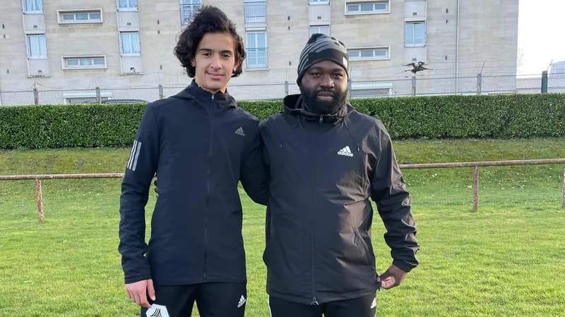 Ayyoub Bouaddi with Armand Diop, his former coach at Creil