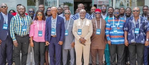 Dr Eric Asuman (4th from right), Director-General, Ghana Meteorological Agency, with Prof. Austin Dziwornu Ablo (2nd from right), Board Member, Ghana Meteorological Agency; Dr Ernest Afiesimama (3rd from right), former Regional Programmes Manager, World Meteorological Organisation and some participants in the workshop. Picture: ELVIS NII NOI DOWUONA