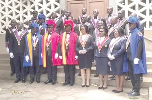 Bro Emmanuel Maclean Ofori (2nd from left), Grand Knight of Council 10, and Sis Violetta Kumi (2nd from right), Noble Lady Court 5 with the Supreme Knight and the Grand Lady