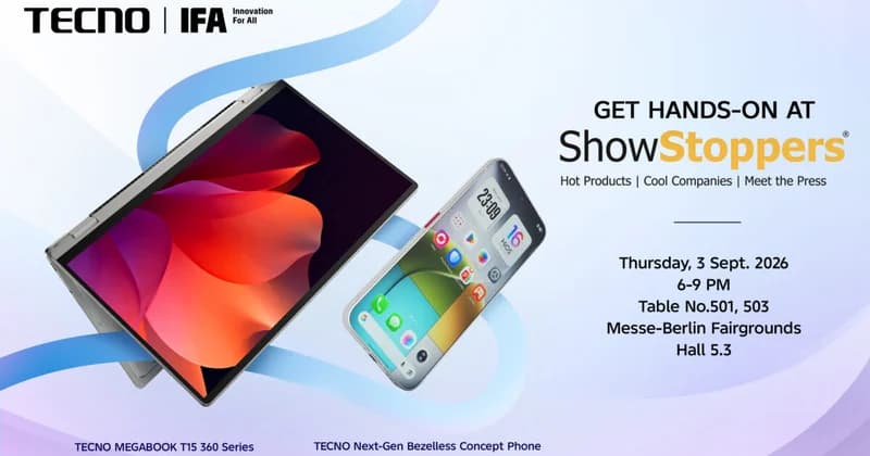TECNO Showcases Bezelless Concept Phone and Tonino Lamborghini Collaboration at IFA ShowStoppers 2026