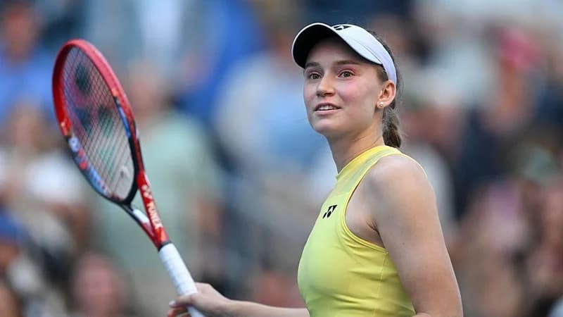 Elene Rybakina celebrates beating Naomi Osaka at the US Open