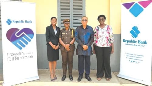 Oduraa Botchway (left), Company Secretary, Republic Bank; DDP Yayra Ashong-Mettle (2nd from left), Officer-in-Charge at the Senior Correctional Centre; Dr Benjamin Dzoboku (2nd from right), Managing Director, Republic Bank, and Dr Abena Ampomah (right), University of Ghana Department of Social Work