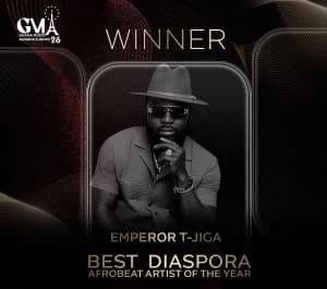 Emperor T-Jiga wins Best Diaspora Afrobeat Artist of the Year at Ghana Music Awards Europe 2026
