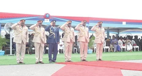 Six out of the eight retired generals present at the send-off parade in Accra. Picture: BENEDICT OBUOBI