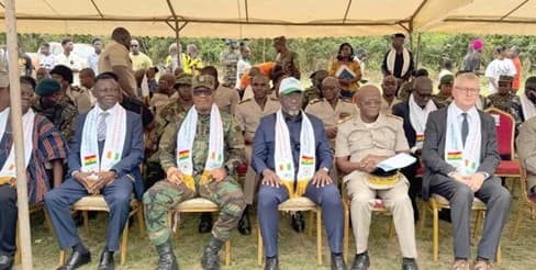 Major General Anthony Ntem (3rd from left), Commissioner General, GhBC, and Dr Diakalidia Konaté (3rd from right), Executive Secretary, National Boundary Commission of Côte d'Ivoire, with other dignitaries after the inauguration ceremony. With them is Matthias Veltin (right), German Ambassador to Côte d’Ivoire