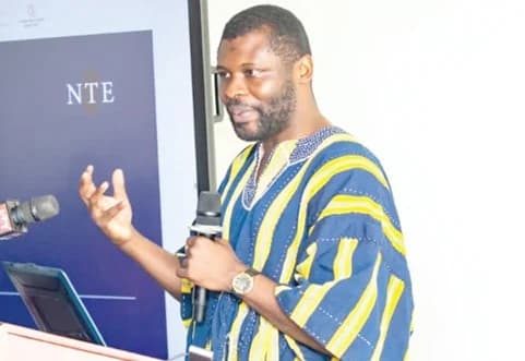 Dr Noah Ephraim Tetteh Adamtey speaking at the event