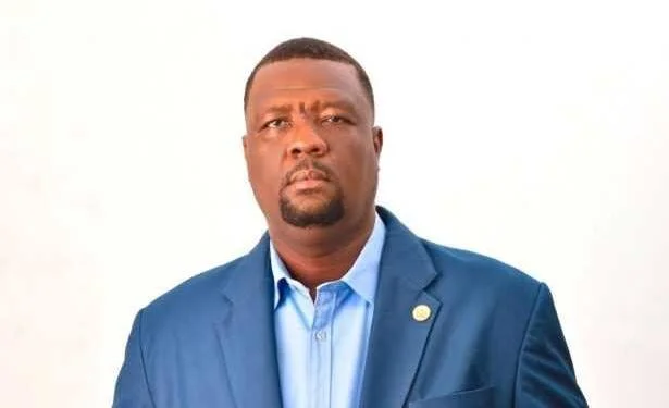 A portrait photograph of Kwasi Agyeman Busia, the Chief Executive Officer of the Driver and Vehicle Licensing Authority (DVLA) in Ghana. He is wearing a blue suit jacket over a light blue collared shirt and has a small gold-colored pin on his lapel.