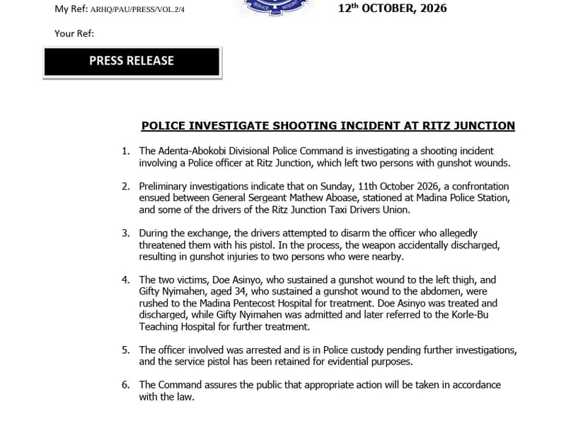 General Sergeant Mathew Aboase arrested for Ritz Junction shooting