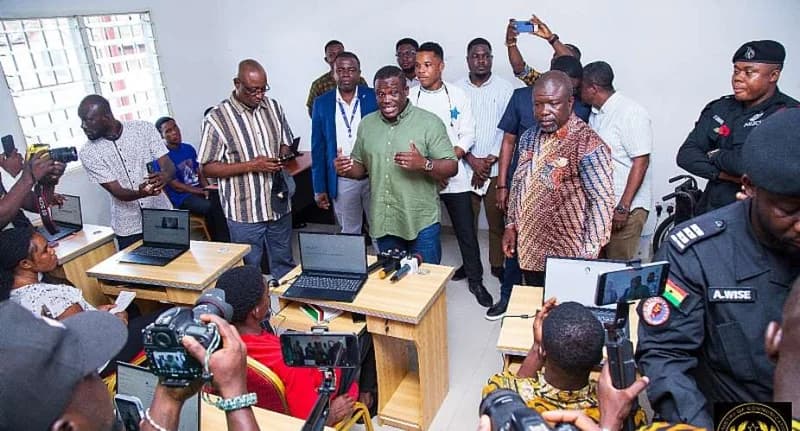 Samuel Nartey George inspects rural telephony sites in Volta Region