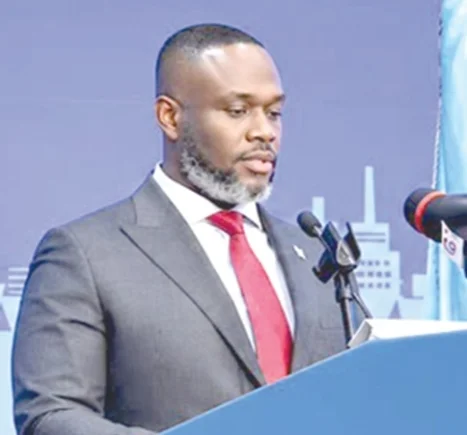 Gilbert Kenneth Adjei (left), Minister of Defence, addressing participants in the Africa Maritime Security Forum