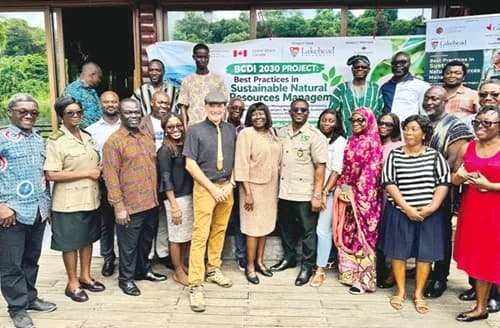 Professor Mathew Leitch (arrowed), Principal Investigator, Faculty of Natural Resources Management, Lakehead University, together with representatives from the partner institutions who attended the event