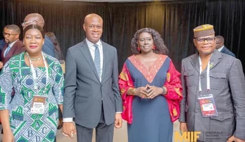 Justina Nelson (left), CEO of MIIF, with Alhaji Yusif Sulemana (2nd from left), Deputy Minister of Lands and Natural Resources, and other panellists after the discussions
