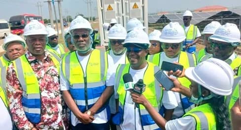 Emmanuel Kwasi Bedzrah (middle), Chairman of the Parliamentary Select Committee on Energy and Mines, interacting with the media after the inspection