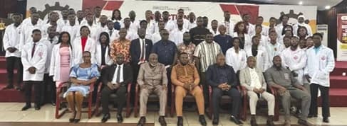 Dignitaries and a section of the Allied Health graduates who were inducted
